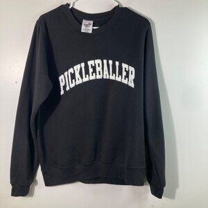 Womens‎ Pacific & Co Pickleballer Sweatshirt Crew Neck Long sleeve Black S Cotto